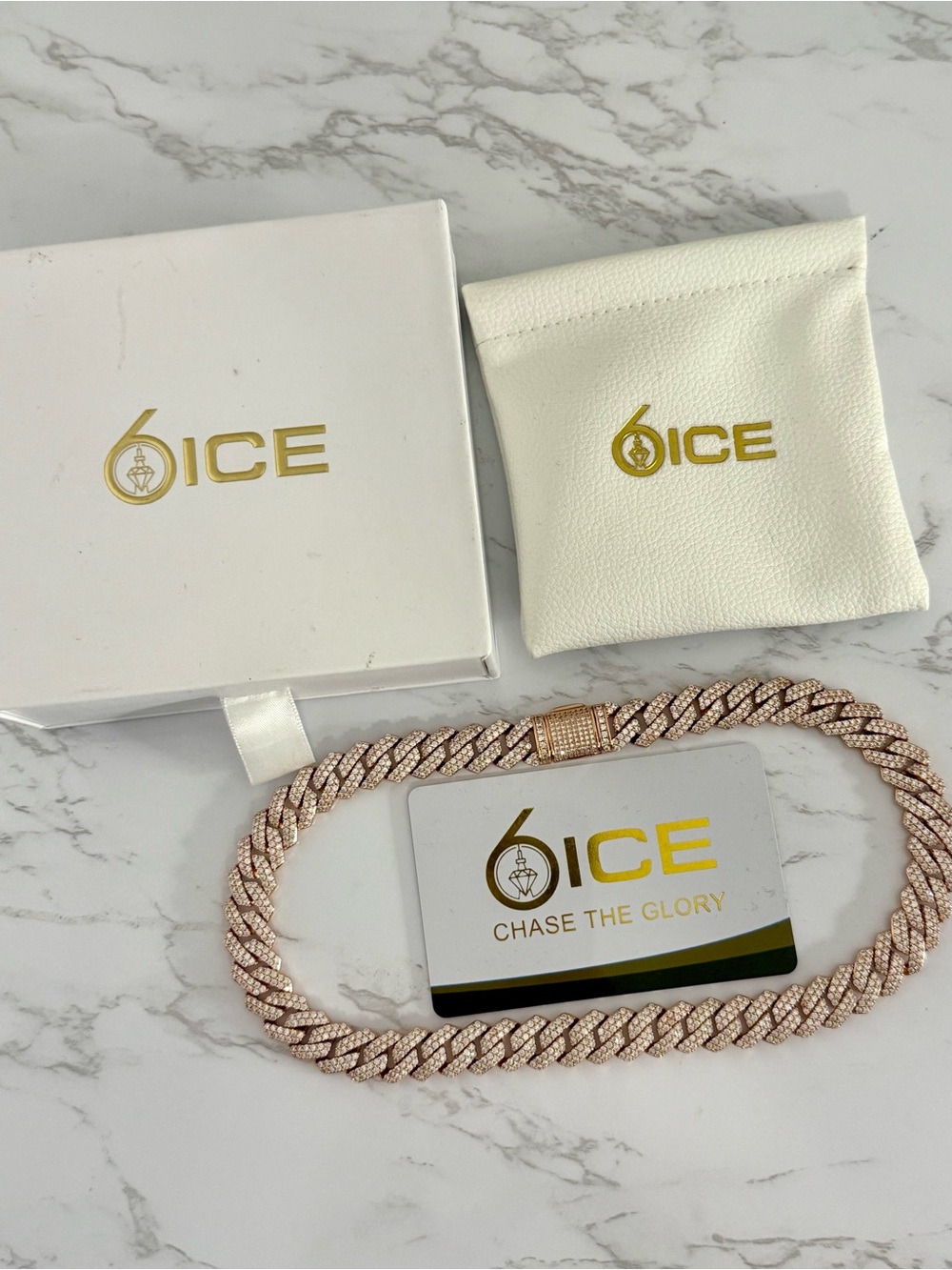 6 Ice Rose Gold Cuban Link Chain - Picture 2 of 4